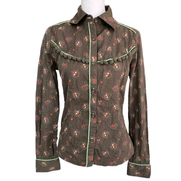Retro GSUS Sindustries Western Cherry Button Up PomPom Trim Logo Sz M - Picture 1 of 15